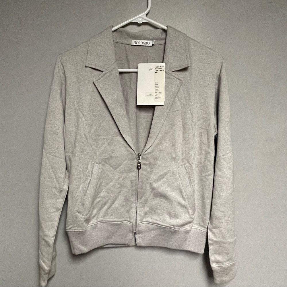 Bordado Women’s Terry Zip Jacket lapel Heather gray size Medium M blazer